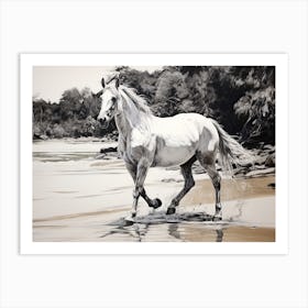 A Horse Oil Painting In Ao Nang Beach, Thailand, Landscape 2 Art Print