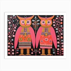 Owl 1 Folk Style Animal Illustration Art Print