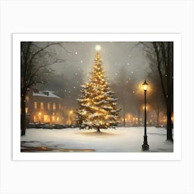 Christmas Tree In The Snow 3 Art Print