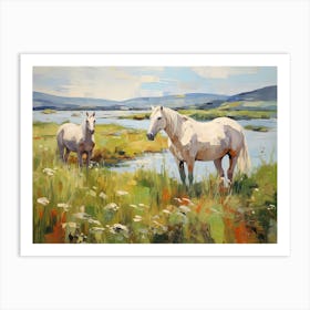 Horses Painting In County Kerry, Ireland, Landscape 2 Art Print
