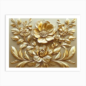 Gold Floral Wall Art 1 Art Print