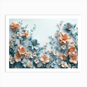 A Lovely 3d Flowers In Full Bloom Art Print