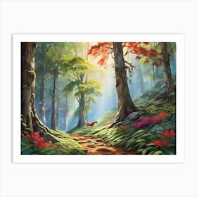 Fox In The Woods 1 Art Print