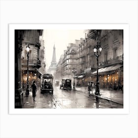Streets Of Paris 1920s Style Sketch Art Print