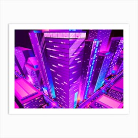 Neon Cityscape - Synthwave Neon City Art Print