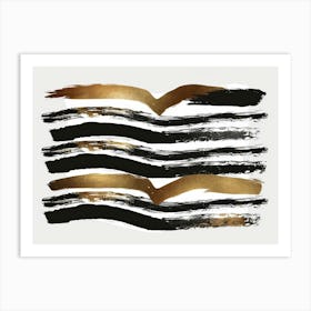 Gold And Black Brushstrokes 7 Art Print