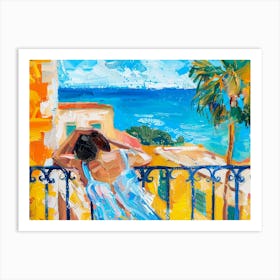 Woman On Balcony Art Print