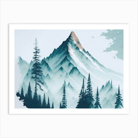 Mountain Background Minimal Landscape Art Very Plain Added Foreground Trees Watercolor Brush 3 20231027113538445 Kkdq Bbkz Art Print