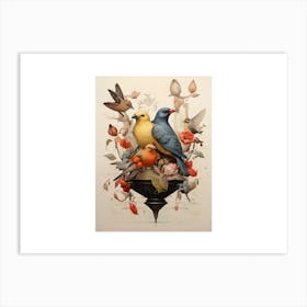 Birds In A Vase Art Print