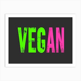 Vegan Sign On Black Background Art Print