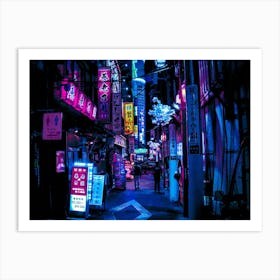 Blue Tokyo Alleys Art Print
