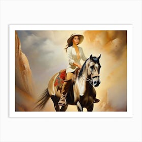 Woman Riding A Horse 6 Art Print