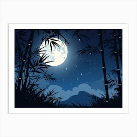 Bamboo Forest At Night Art Print 2 Art Print