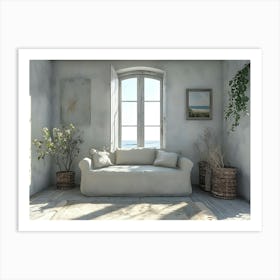 Serene Seaside Living Room 1 Art Print