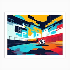 Soccer Ball In A Stadium Art Print