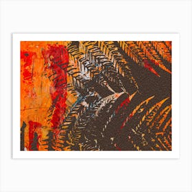 Red Orange Brown Abstract Nature Leaves Print Art Print