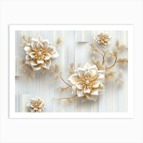 3d Jewelry Flowers On Silk Background 1 Poster