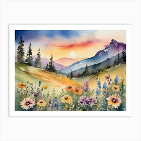 Watercolor Of Wildflowers Art Print