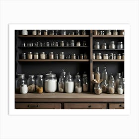 Photo Of A Kitchen Pantry With Glass Jars Filled With Various Dried Goods Art Print