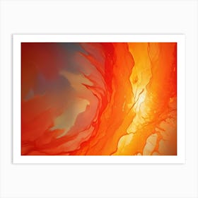 Abstract Background Of Swirling, Liquid Like Paint In Shades Of Red, Orange, And Yellow, Creating A Dynamic And Artistic Composition Art Print