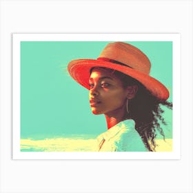 Illustration of an African American woman at the beach 21 Art Print