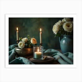 Romantic Candlelit Dinner Art Print