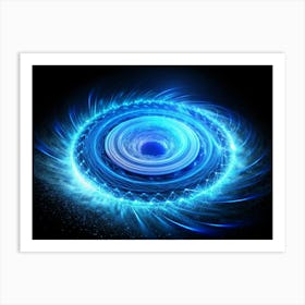 Abstract Blue Ring Of Light With Starry Background Art Print