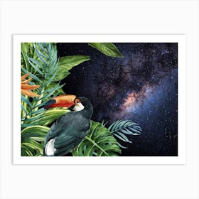 Tropical Synthwave Space Garden #14: Toucan Art Print