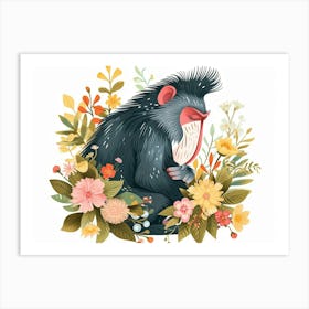 Little Floral Mandrill 2 Art Print