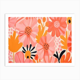 Pink And Orange Flowers Art Print