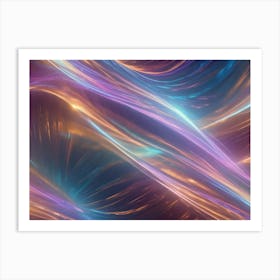 Abstract Background With Flowing, Luminous Waves In Shades Of Pink, Blue, Orange, And Gold, Creating A Vibrant And Dynamic Composition Art Print