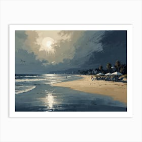 Sunset On The Beach hamptons Art Print