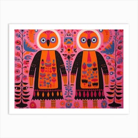 Meerkat 3 Folk Style Animal Illustration Art Print