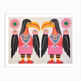 Pelican Folk Style Animal Illustration Art Print