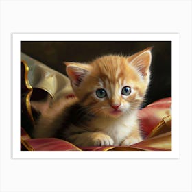 Kitten In A Blanket Art Print