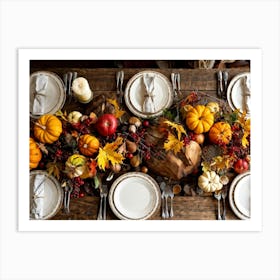 An Autumnal Composition On A Rustic Wooden Table Setting Featuring A Variety Of Harvested Ingredien 1 Art Print