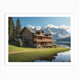 Log Cabin In The Mountains Art Print