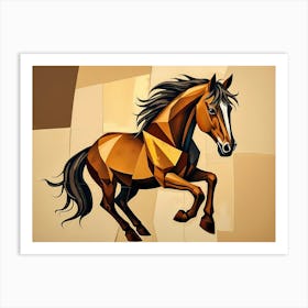 Abstract Horse In Cubist Style With Geometric Shapes Art Print