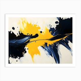 Blue And Yellow Abstract Painting Art Print