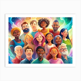 Diverse Group Of People Smiling Art Print