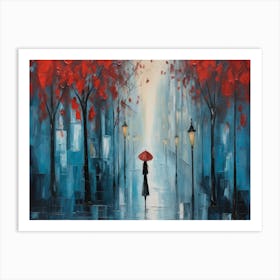 Woman In The Rain Art Print