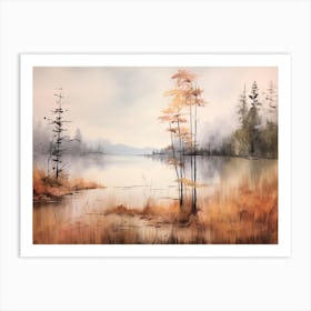 A Painting Of A Lake In Autumn 44 Art Print