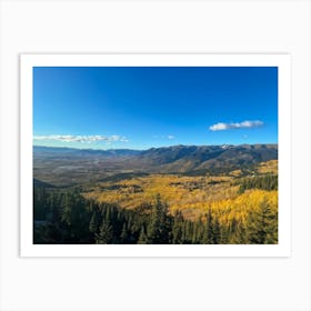 Alpine Landscape Bathed In The Warm Glow Of Autumn Colors Expansive Mountains Stretching Into The H (1) Art Print