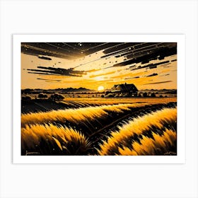 Sunset In The Wheat Field Art Print