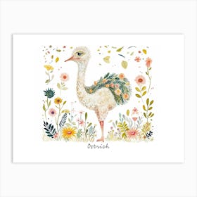 Little Floral Ostrich Poster Art Print