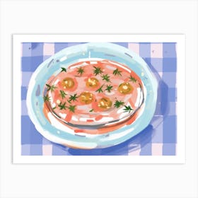 A Plate Of Sardines, Top View Food Illustration, Landscape 4 Art Print