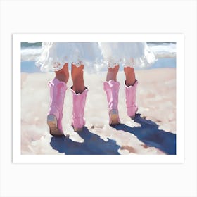 Cowgirls On The Beach Art Print