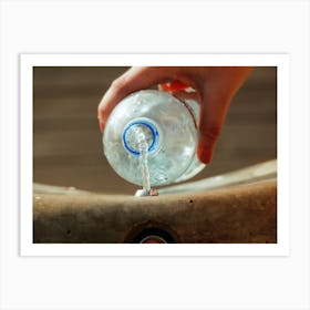 Female Hand Filling Plastic Water Bottle Art Print