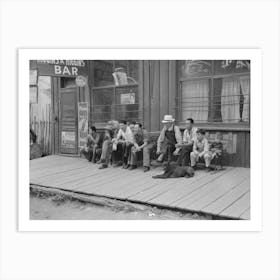 Crowd Of Men Sitting On Board Walk In Front Of Bar At Mogollon, New Mexico, Gold Mining Town By Russell Lee Art Print