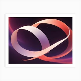 A Continuous, Flowing Ribbon Intertwined With Itself, Forming An Abstract Shape Against A Background Of Purple And Orange Gradients Art Print